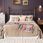 Queen Size Metal Platform Bed Frame with Victorian Vintage Headboard/Under Bed Storage/No Box Spring Needed/Easy Assembly/Noise Free/Mattress Foundation/Gold