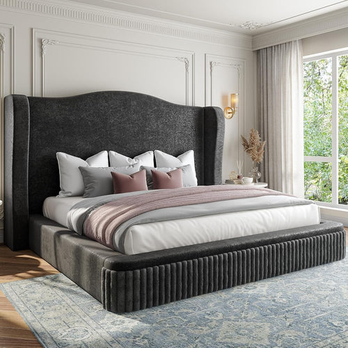 49" Cloud Bed Frame King Size with Tall Wingback Headboard