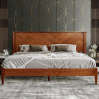Panthera Bed Frame with Headboard Solid Wood Platform Bed, Artisan Signature High Headboard Wood Bed Non-Slip and Noise-Free Support All Mattresses, King Bed Frame, Walnut