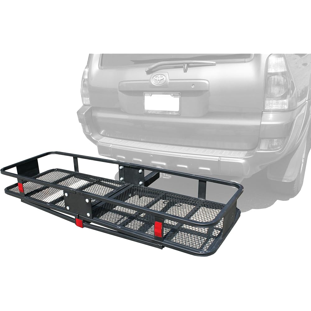 MaxxHaul 70103 500 lb. Capacity Steel Hitch Mount Folding Cargo Carrier Mesh Basket Fits 2 inch Hitch Receiver 60 x 21 x 6.5 in For Car SUV Pickup Truck Van Camping Traveling