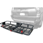 MaxxHaul 70103 500 lb. Capacity Steel Hitch Mount Folding Cargo Carrier Mesh Basket Fits 2 inch Hitch Receiver 60 x 21 x 6.5 in For Car SUV Pickup Truck Van Camping Traveling