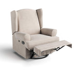 Storkcraft Serenity Glider Recliner Nursery Chair with USB Charging Port (Ivory) – Premium Upholstered Nursery Glider Recliner with Manual Recline Function, Dual USB Charging