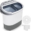 Pure Clean Compact Home Washer &amp; Dryer, 2 in 1 Portable Mini Washing Machine, Twin Tubs, 11lbs. Capacity, 110V, Spin Cycle w/Hose, Translucent Tub Container Window, Ideal for Smaller Laundry Loads, Gray