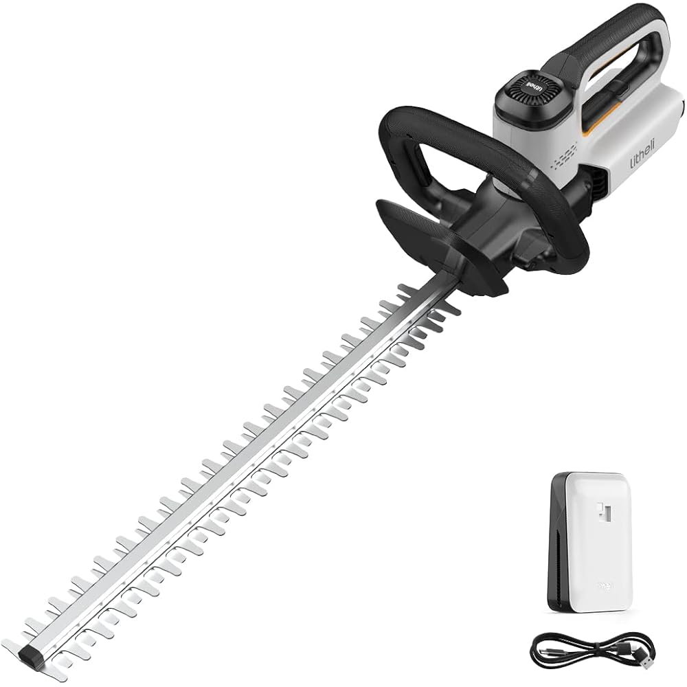 Litheli 20V Cordless Hedge Trimmer 20" (0.8" Cut), Handheld Shrub/Bush Trimmer, Lightweight Shrub/Bush Trimmer for Thick Branches, Yard, Garden (2.0Ah Battery Incl.)