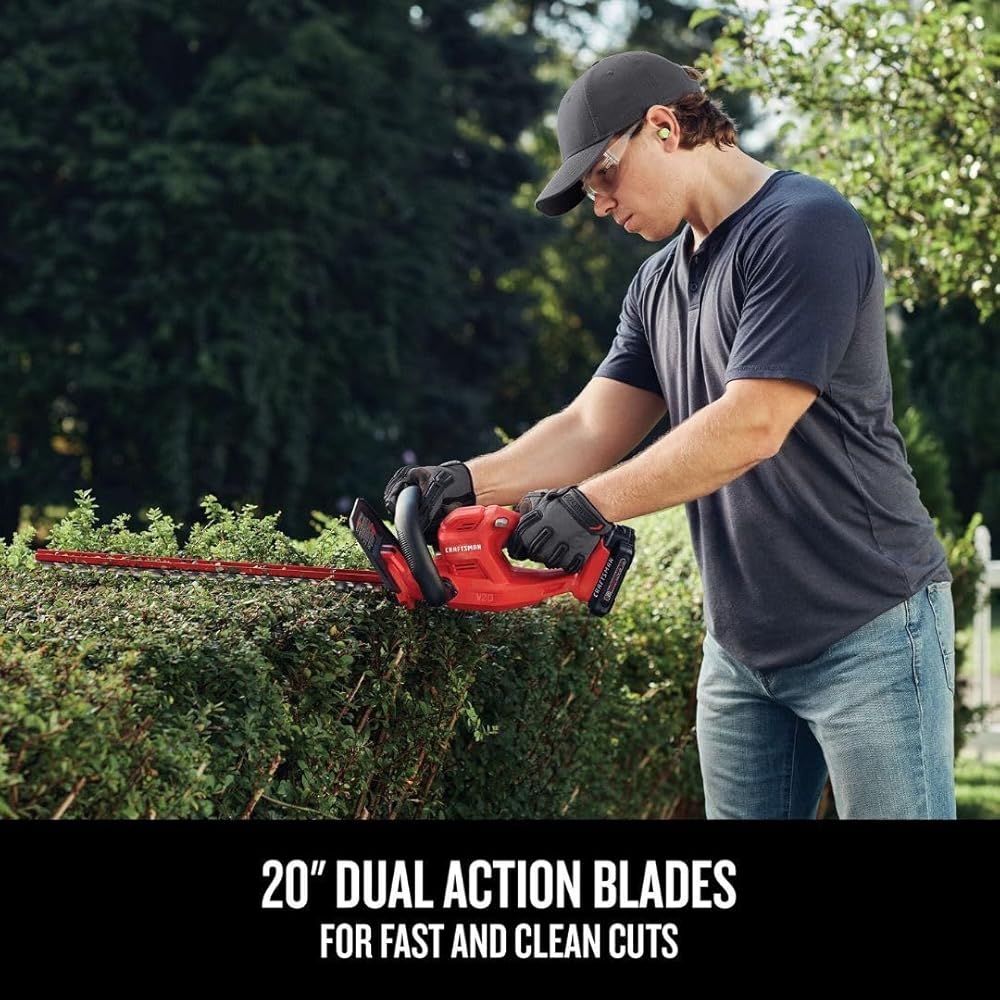CRAFTSMAN V20 Cordless Hedge Trimmer, 20 inch, Battery and Charger Included (CMCHT810C1)