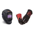 Hobart 770890 Auto-Darkening Welding Helmet &amp; Lincoln Electric Traditional MIG/Stick Welding Gloves | 14" Lined Leather | Kevlar Stitching | K2979-ALL