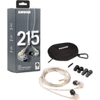 Shure SE215 PRO Wired Earbuds Professional Sound Isolating Earphones, Clear Sound &amp; Deep Bass, Single Dynamic MicroDriver, Secure Fit in Ear Monitor, Plus Carrying Case &amp; Fit Kit Clear (SE215-CL)