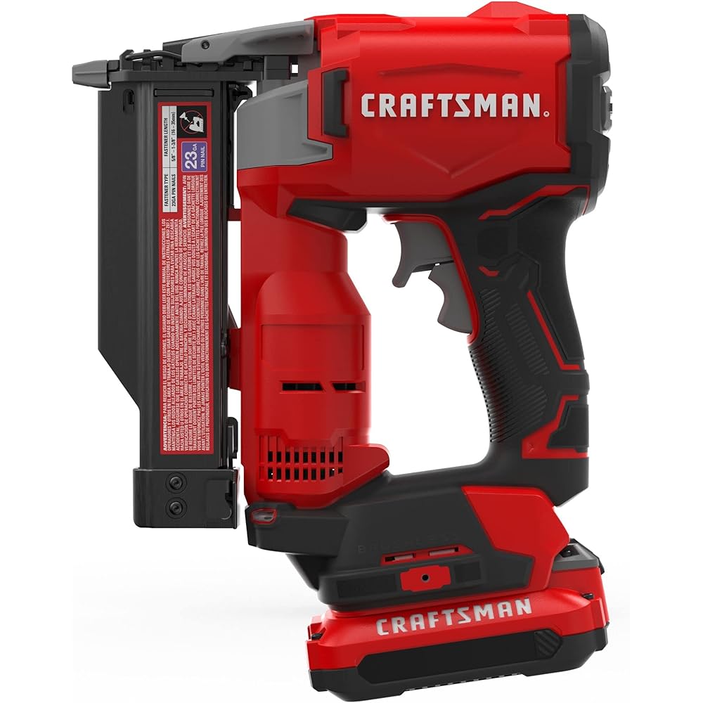 CRAFTSMAN V20 Pin Nailer Kit, 23 Gauge, Cordless, Battery and Charger Included (CMCN623C1)