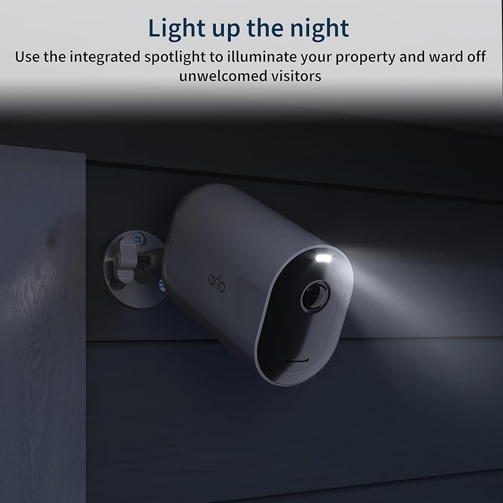 Arlo Pro 5S XL Spotlight Security Camera 2K HDR | Indoor/Outdoor | Band Wi-Fi Connects to Strongest Network | Longer Battery Life, 12X Zoom, Color Night Vision, 2-Way Audio White, 3 Pack