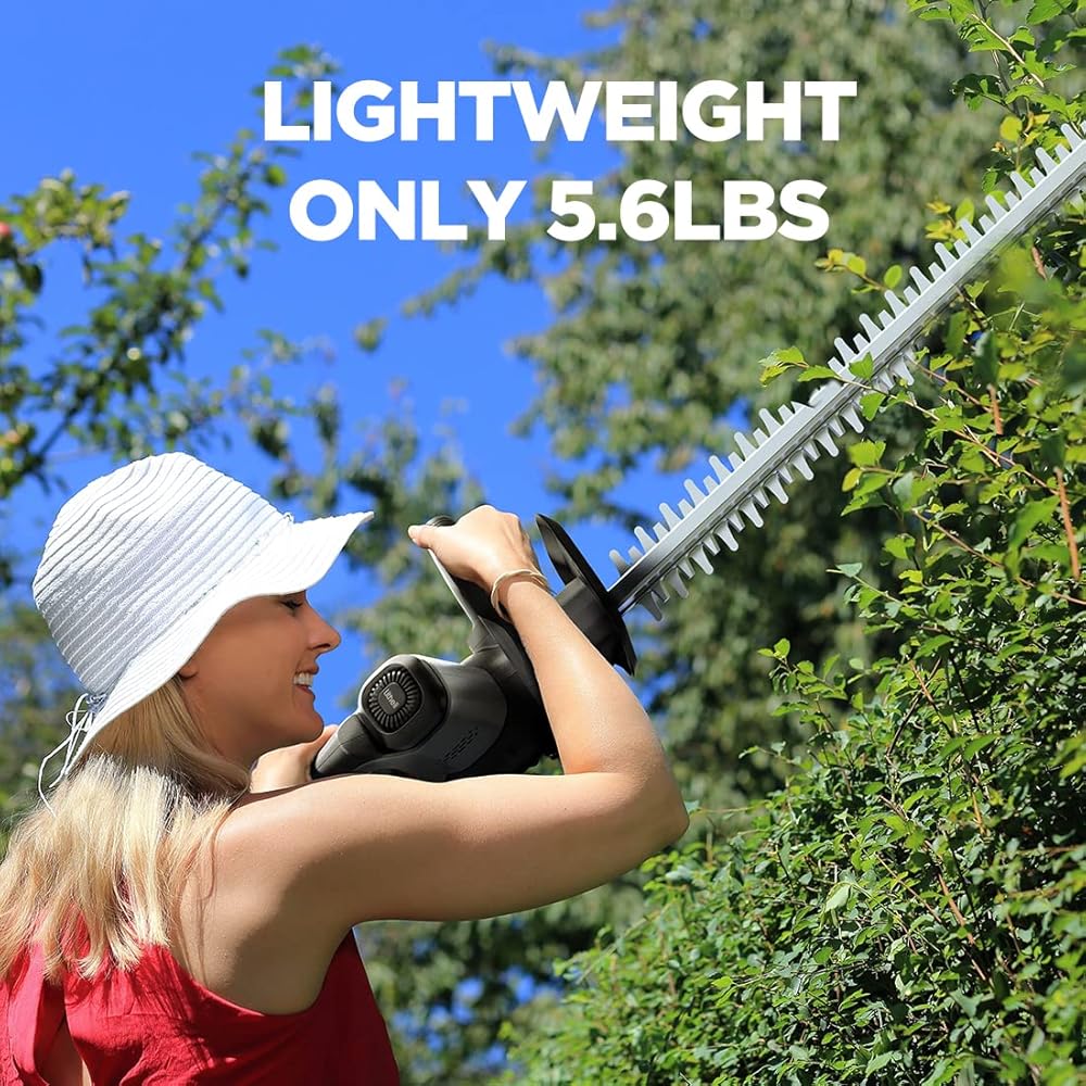 Litheli 20V Cordless Hedge Trimmer 20" (0.8" Cut), Handheld Shrub/Bush Trimmer, Lightweight Shrub/Bush Trimmer for Thick Branches, Yard, Garden (2.0Ah Battery Incl.)