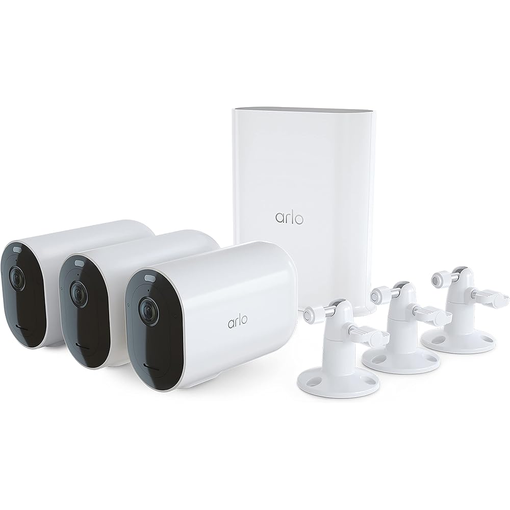 Arlo Pro 5S XL Spotlight Security Camera 2K HDR | Indoor/Outdoor | Band Wi-Fi Connects to Strongest Network | Longer Battery Life, 12X Zoom, Color Night Vision, 2-Way Audio White, 3 Pack