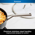 Ninja Foodi NeverStick Professional Hard-Anodized 4-Quart Sauté Pan with Glass Lid, Nonstick, Durable &amp; Oven Safe to 500°F, Salt Grey, C30140