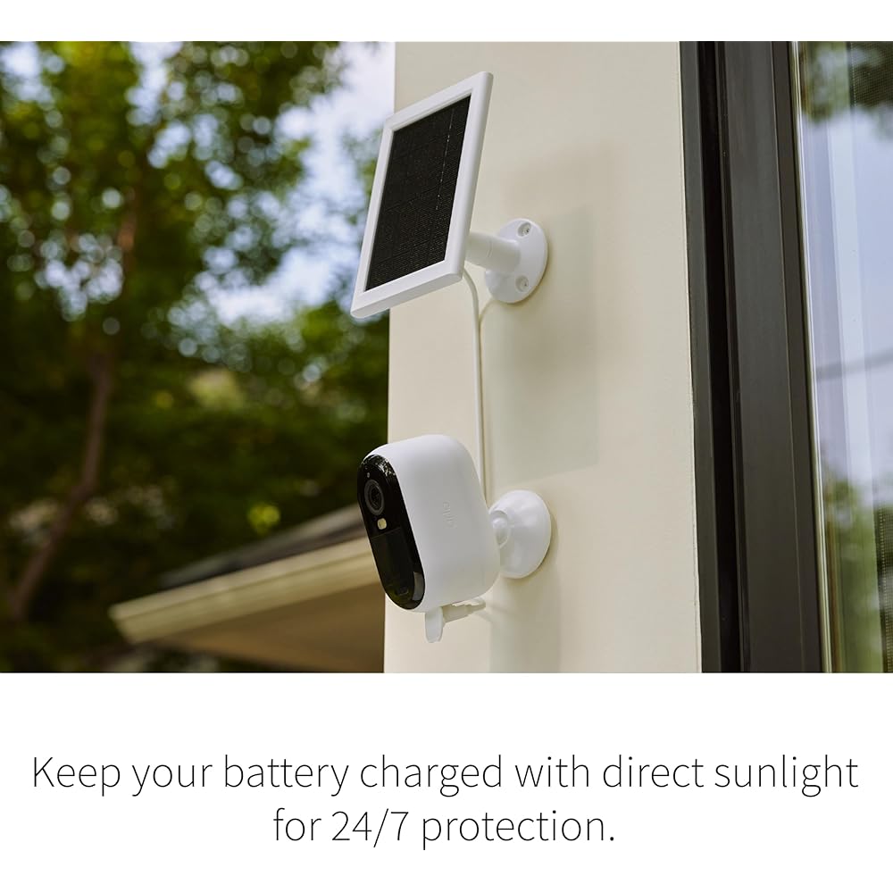 Arlo Essential Wireless Security Camera 2nd Gen with Solar Panel Outdoor &amp; Indoor Wireless Camera with Integrated Spotlight, Color Night Vision, Motion Sensor &amp; DIY Setup White, 1 Pack, VMK3050