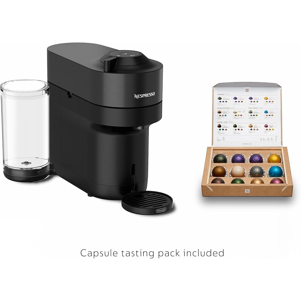 Nespresso Vertuo Pop+ Coffee and Espresso Machine by De'Longhi with Aeroccino Milk Frother, Liquorice Black