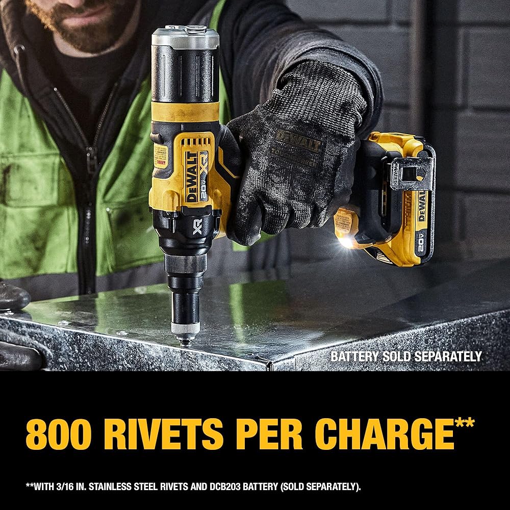 DEWALT 20V MAX XR Cordless Rivet Tool, 3/16", Bare Tool Only (DCF403B)