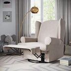 Storkcraft Serenity Glider Recliner Nursery Chair with USB Charging Port (Ivory) – Premium Upholstered Nursery Glider Recliner with Manual Recline Function, Dual USB Charging