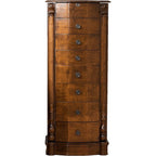 Hives and Honey Angelique Standing Jewelry Armoire, Locking Jewelry Cabinet, 7 Drawers, Necklace Hooks, Mirror, Secure Storage, Dual-Sided Doors, Handcrafted Antique Finish, Elegant Organizer, Walnut