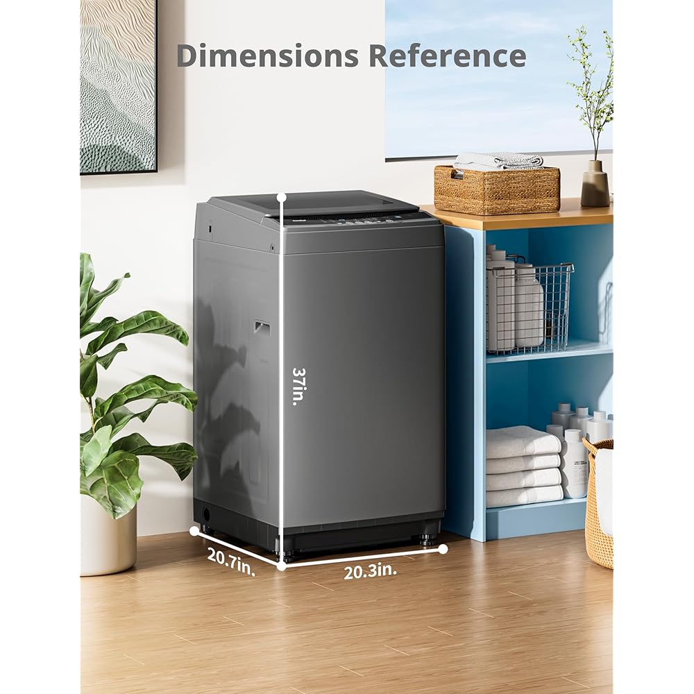 COMFEE’ 1.6 Cu.ft Portable Washing Machine, 11lbs Capacity Fully Automatic Compact Washer with Wheels, 6 Wash Programs Laundry Drain Pump, Ideal for Apartments, RV, Camping, Magnetic Gray