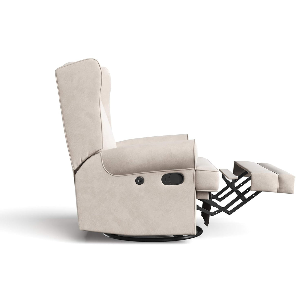 Storkcraft Serenity Glider Recliner Nursery Chair with USB Charging Port (Ivory) – Premium Upholstered Nursery Glider Recliner with Manual Recline Function, Dual USB Charging