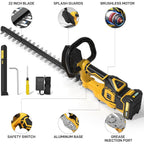 Hedge Trimmer Cordless(Battery &amp; Charger Included), Electric Handheld Bush Shrub Trimmer, 22'' Edge Trimmer with 3/4'' Cutting Capacity &amp; 3000RPM &amp; BRUSHLESS, Compatible with Extension Pole, 4.4LBS