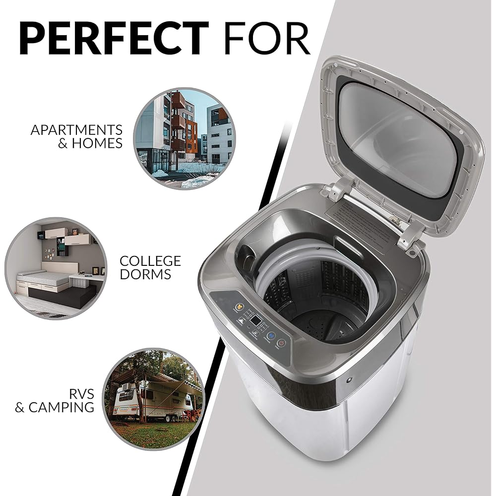 Farberware Professional FCW10BSCWHA 1.0 Cu. Ft. Portable Clothes Washer with 7-lb Load Capacity, Silver &amp; Chrome