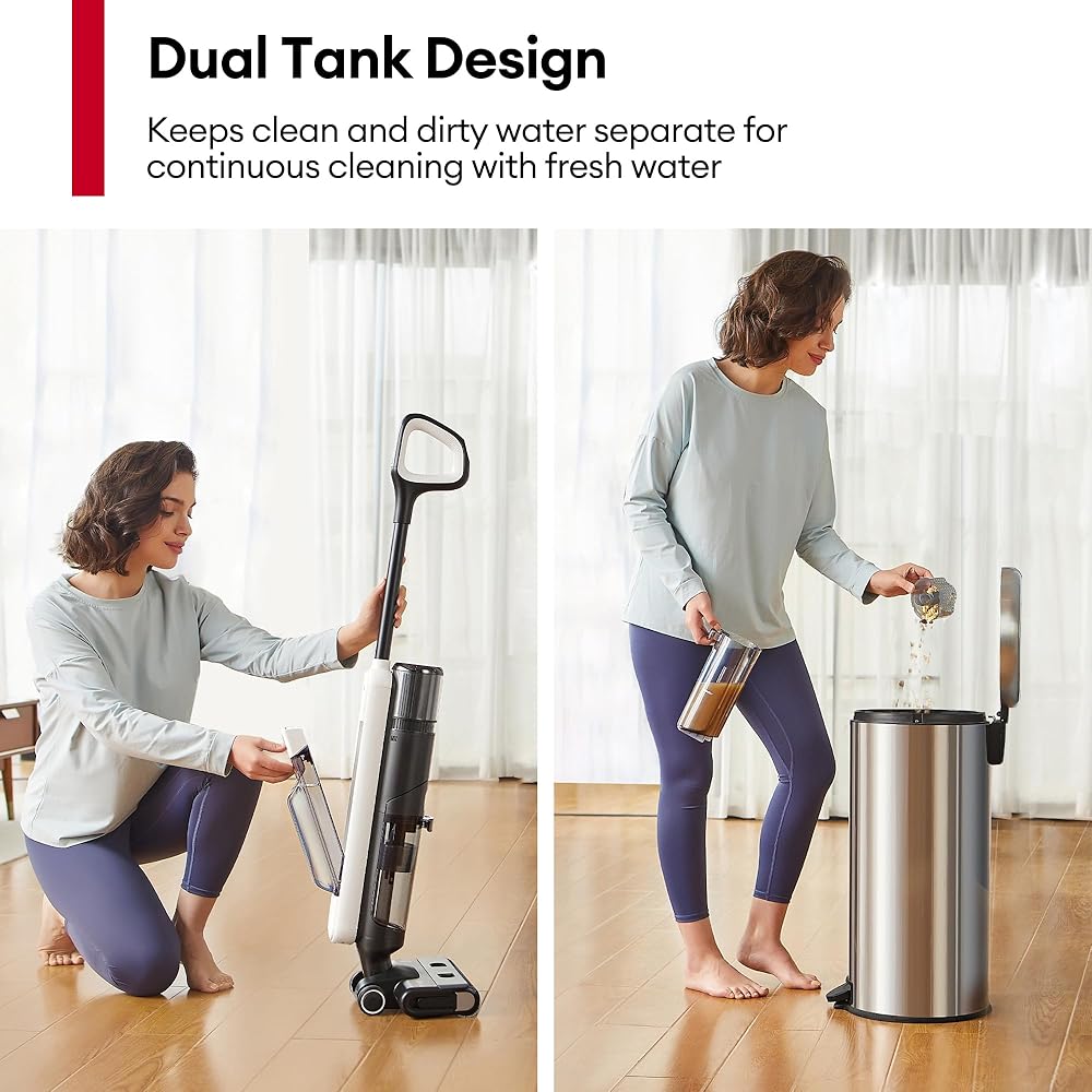 Ultenic Wet Dry Vacuum Cleaner,Cordless Vacuum Mop Combo with Self-Cleaning,Smart Mess Detection,50mins Runtime,3-in-1 Vacuum Mop for Hard Floors,Edge Cleaning,LED Display,Black,AC1 Elite