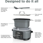 Ninja MC1001 Foodi PossibleCooker PRO 8.5 Quart Multi-Cooker, with 8-in-1 Slow Cooker, Dutch Oven, Steamer, Glass Lid Integrated Spoon, Nonstick, Oven Safe Pot to 500°F, Sea Salt Gray