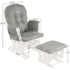 Costzon Nursery Glider with Ottoman, Upholstered Comfort Glider Rocker with Padded Cushion, Storage Pocket, Solid Wood Base, Rocking Chair Nursery for Breastfeeding, Napping (Light Gray)