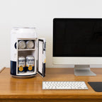 Corona 8 Can Portable Mini Fridge w/ 12V DC and 110V AC Cords, 5.4L (5.7 qt) Beer Can Shaped Personal Cooler, White, Travel Fridge for Beer, Snacks, Lunch, Drinks, Home, Office, Bar, Dorm, RV