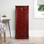Alveare Home North Locking 7-Drawer Jewelry Armoire – Spacious Organizer with Mirror, Necklace Hooks &amp; Anti-Tarnish Lining, Cherry