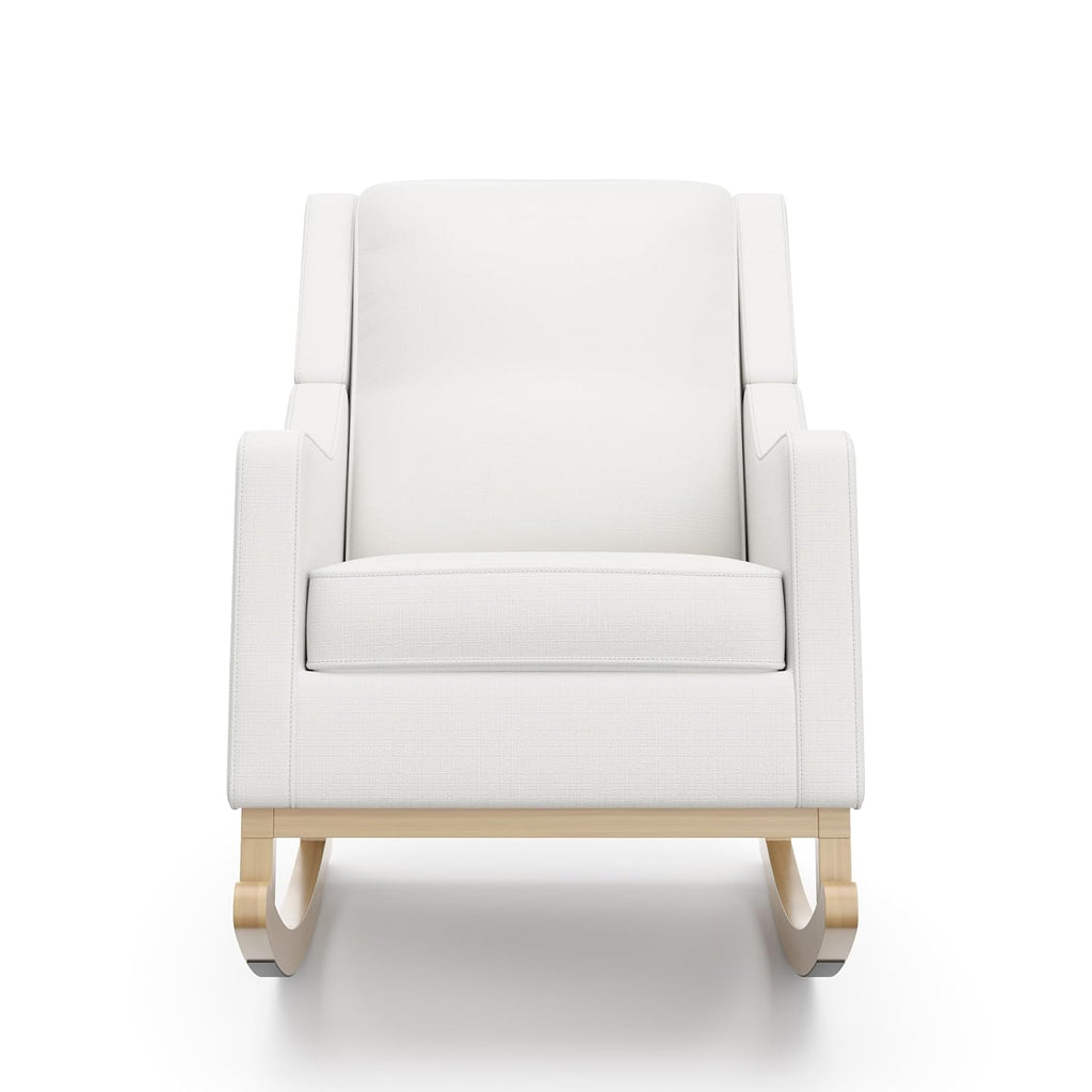 Storkcraft Pasadena Nursery Rocker (Ivory Basketweave with Driftwood) Upholstered, Rocking Chair for Nursery, Gentle Rocking Motion, Solid Wood Base