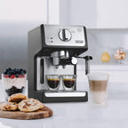 De'Longhi 15-Bar Pump Espresso Machine with Milk Frother &amp; Temperature Control Compact Barista Coffee Maker Kit for Espresso, Latte, Cappuccino &amp; Iced Coffee, Easy to Clean Design