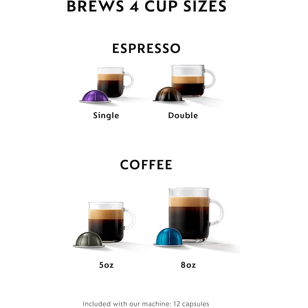 Nespresso Vertuo Coffee and Espresso Machine by De'Longhi with Milk Frother, 1000 Milliliters, Graphite Metal