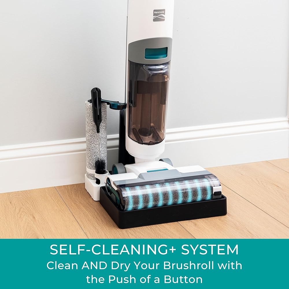 Kenmore HF5010 AquaLite 3-in-1 Cordless Wet Dry Vacuum Hard Floor Cleaner with Automatic Air-Drying, 35mins Runtime &amp; One Edge Self-Cleaning Mop for Multi-Surface and Messes