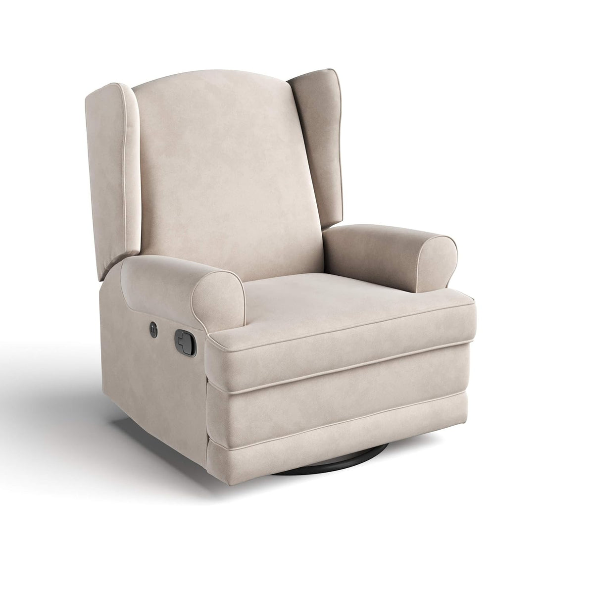 Storkcraft Serenity Glider Recliner Nursery Chair with USB Charging Port (Ivory) – Premium Upholstered Nursery Glider Recliner with Manual Recline Function, Dual USB Charging