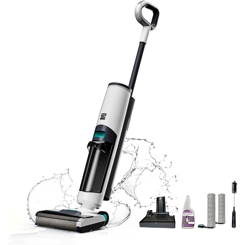 Kenmore HF5010 AquaLite 3-in-1 Cordless Wet Dry Vacuum Hard Floor Cleaner with Automatic Air-Drying, 35mins Runtime &amp; One Edge Self-Cleaning Mop for Multi-Surface and Messes