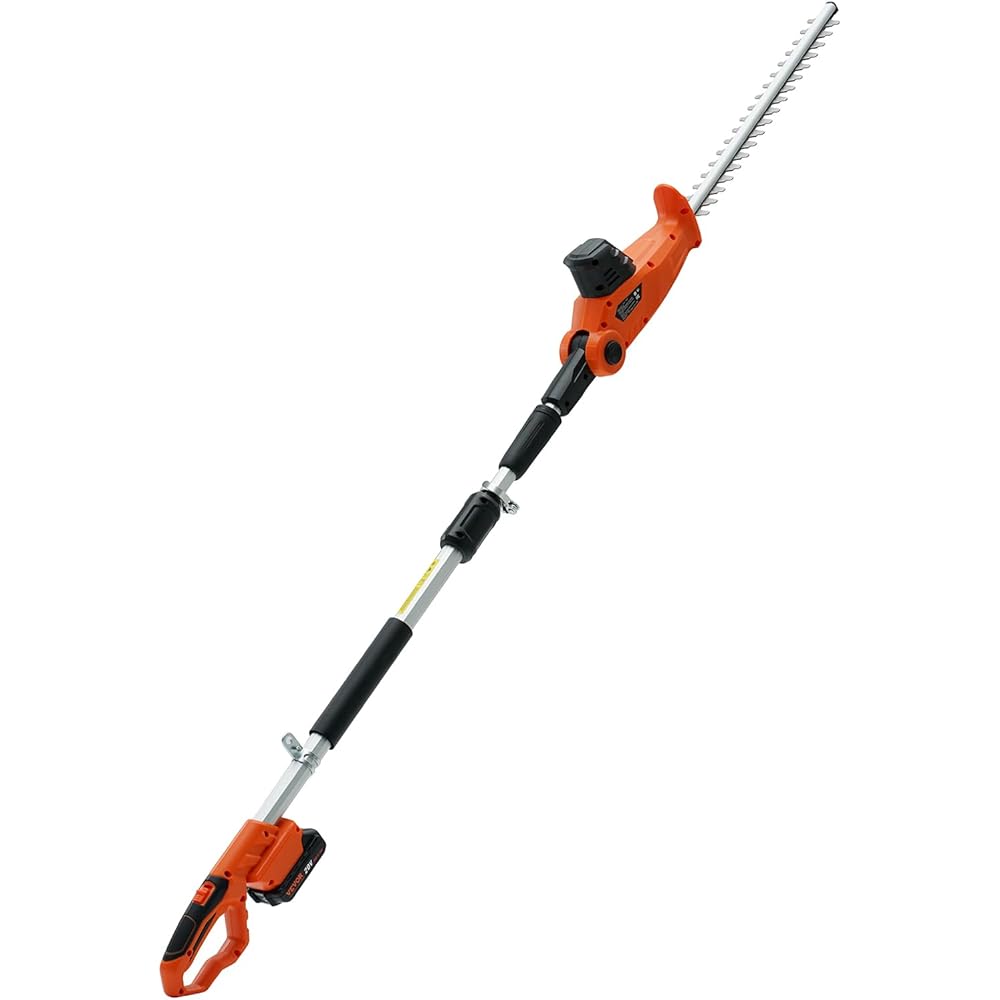 VEVOR Pole Cordless Hedge Trimmer, 20V Electric Bush Trimmer Kit with 18 inch Double-Edged Steel Blade, 74"-94" Telescoping Design for High Branches(2.0Ah Battery &amp; Fast Charger Included)
