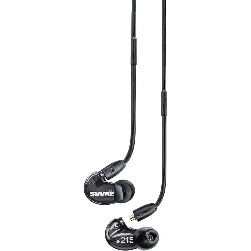 Shure AONIC 215 Wired Sound Isolating Earbuds, Clear Sound, Single Driver, Secure in-Ear Fit, Detachable Cable, Durable Quality, Compatible with Apple &amp; Android Devices Black