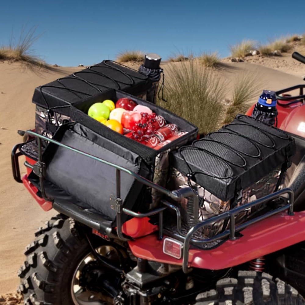 VEVOR ATV Rear Storage Bag, 68L ATV Rear Cargo Bag with Sponge Seat Cushion &amp; Bottle Holder, 600D Oxford Cloth Storage Rear Rack Seat Bag Fit Most ATVs with Rear Rack, Compatible with ATV, UTV, Can-Am