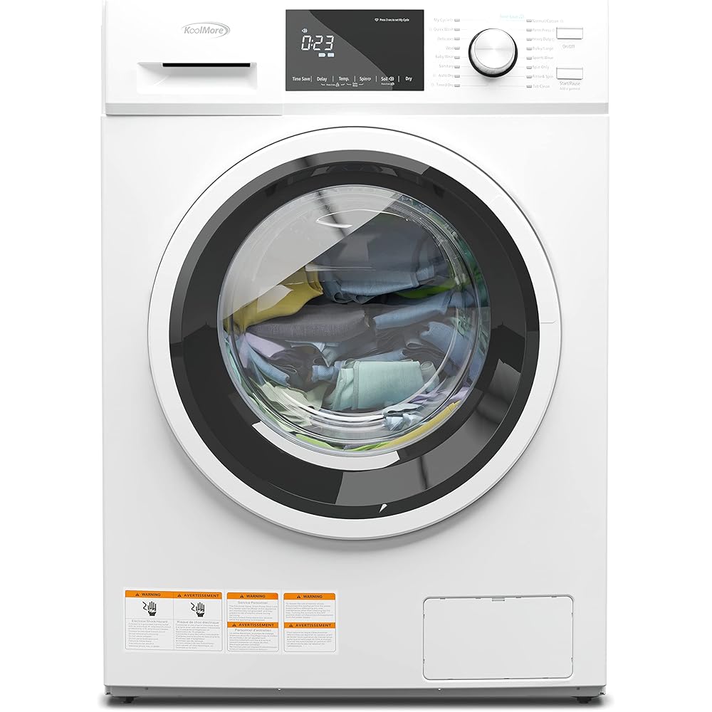 KoolMore 2-in-1 Front Load Washer and Dryer Combo, 2.7 Cu. Ft., for Apartment, Dorm, RV, 16 Wash and 4 Dry Cycles, Compact Space Saver [White] [120V] (FLC-3CWH)