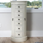 Hives and Honey Blair Oval Standing Jewelry Armoire, Organizer with Mirror Lid, Side Doors, 7 Drawers, Jewelry Box for Necklaces, Earrings, Bracelets, Ivory