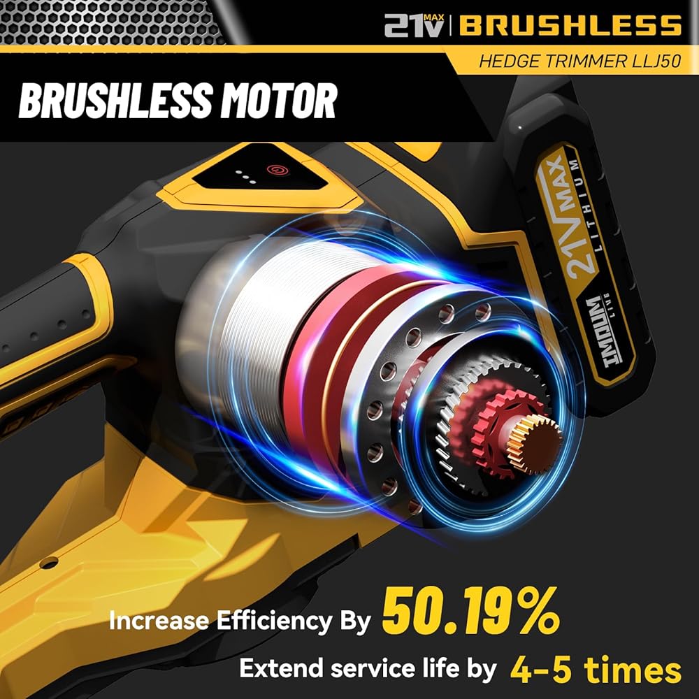 Hedge Trimmer Cordless(Battery &amp; Charger Included), Electric Handheld Bush Shrub Trimmer, 22'' Edge Trimmer with 3/4'' Cutting Capacity &amp; 3000RPM &amp; BRUSHLESS, Compatible with Extension Pole, 4.4LBS