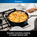 Ninja Foodi NeverStick Professional Hard-Anodized 4-Quart Sauté Pan with Glass Lid, Nonstick, Durable &amp; Oven Safe to 500°F, Salt Grey, C30140