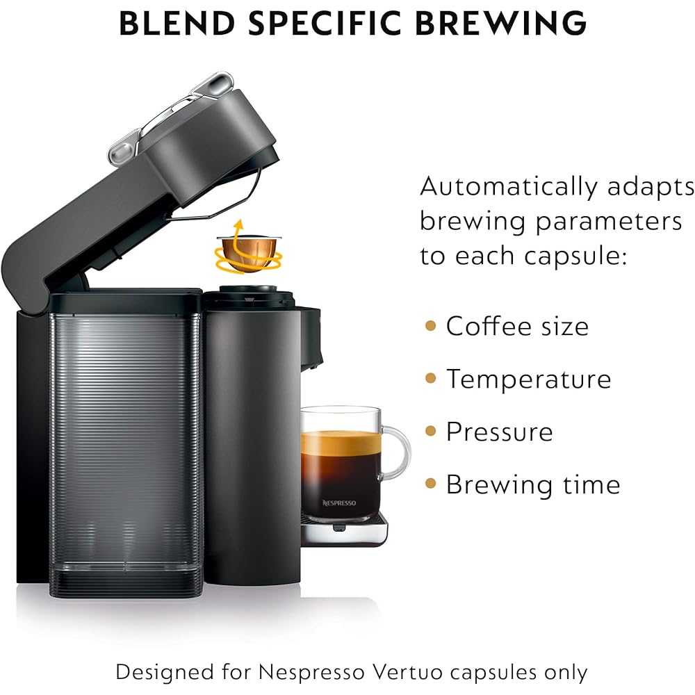 Nespresso Vertuo Coffee and Espresso Machine by De'Longhi with Milk Frother, 1000 Milliliters, Graphite Metal