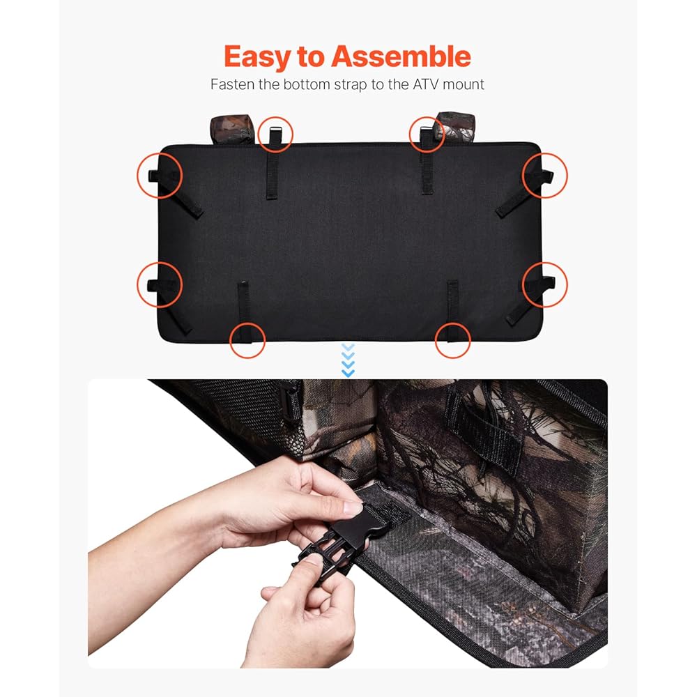 VEVOR ATV Rear Storage Bag, 68L ATV Rear Cargo Bag with Sponge Seat Cushion &amp; Bottle Holder, 600D Oxford Cloth Storage Rear Rack Seat Bag Fit Most ATVs with Rear Rack, Compatible with ATV, UTV, Can-Am