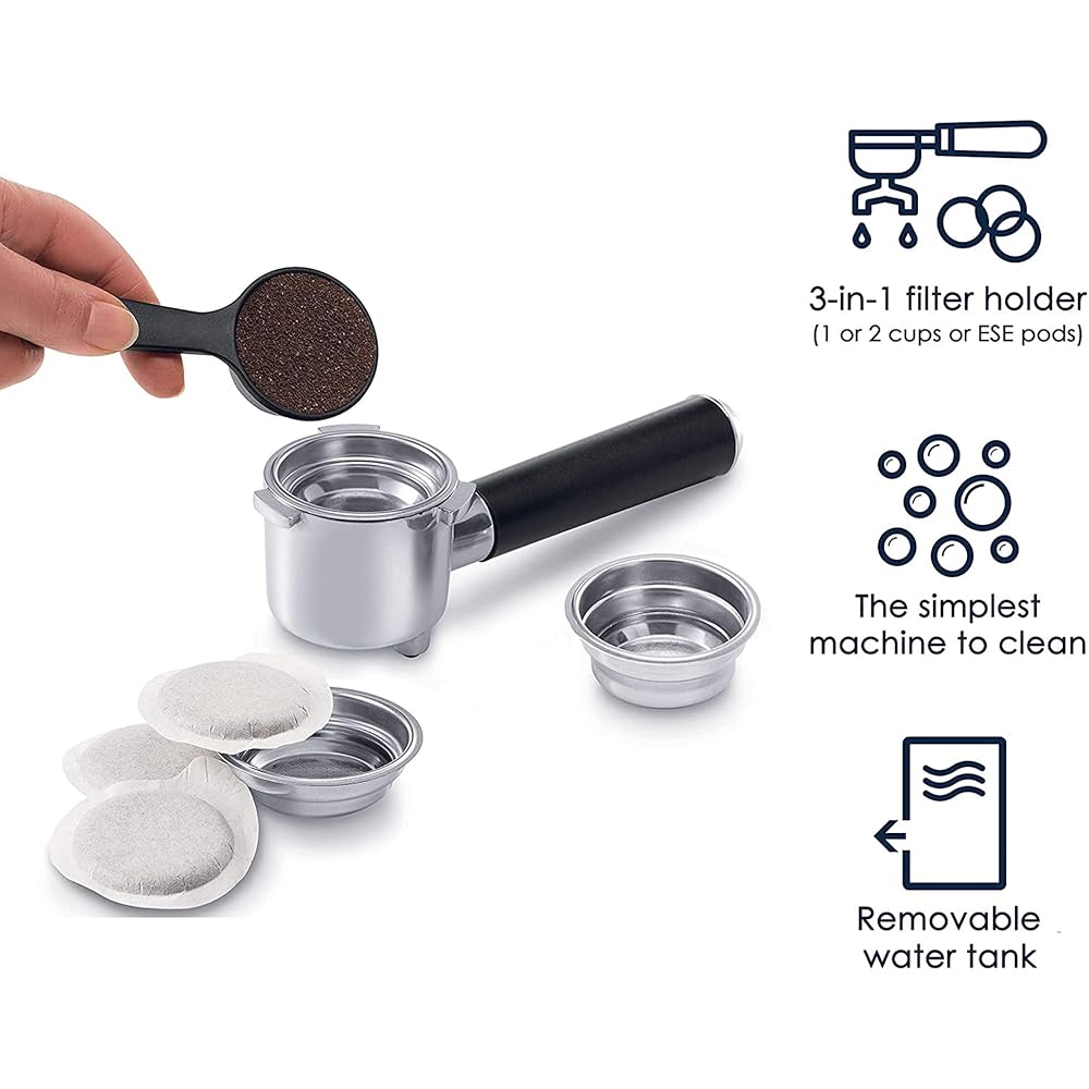De'Longhi 15-Bar Pump Espresso Machine with Milk Frother &amp; Temperature Control Compact Barista Coffee Maker Kit for Espresso, Latte, Cappuccino &amp; Iced Coffee, Easy to Clean Design