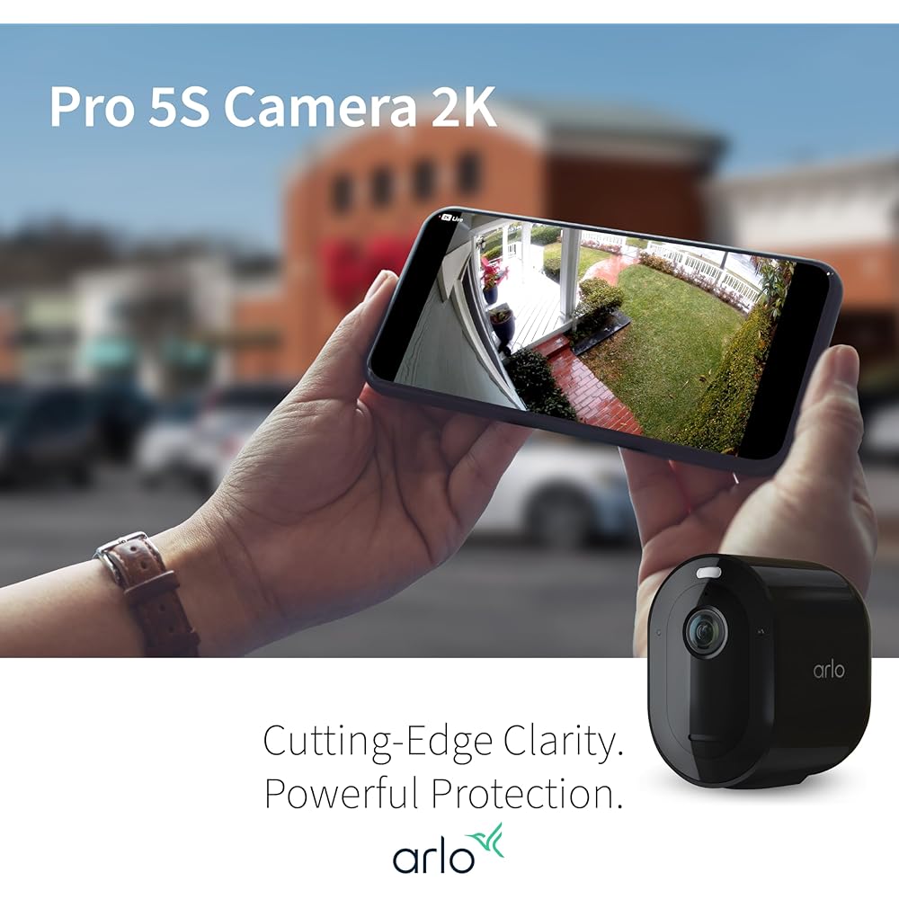 Arlo Pro 5S Spotlight Security Camera 2K HDR | Outdoor | Wireless | Dual-Band Wi-Fi Connects to the Strongest Network | 12X Zoom, 2-Way Audio, Color Night Vision, Live Stream Black
