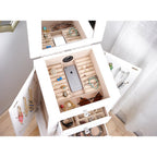 Hives and Honey Crystal Jewelry Armoire Modern White Storage Organizer with Divided Drawers and Necklace Hooks French-Inspired Design with Jewel-Like Pulls Anti-Tarnish Felt Lining