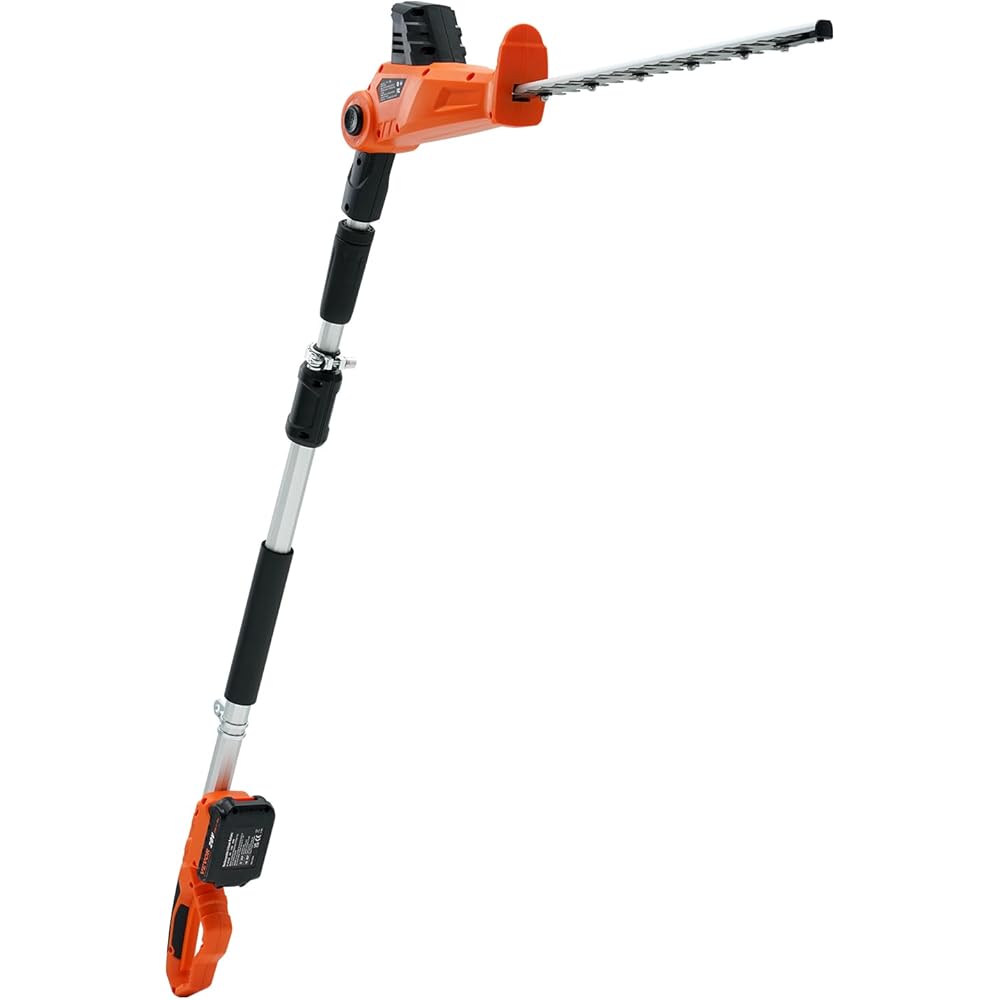 VEVOR Pole Cordless Hedge Trimmer, 20V Electric Bush Trimmer Kit with 18 inch Double-Edged Steel Blade, 74"-94" Telescoping Design for High Branches(2.0Ah Battery &amp; Fast Charger Included)