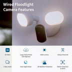 Arlo Wired Floodlight Camera | Home Security Camera with 2K Video and HDR | 2000 Lumens | Integrated Siren, Weather-Resistant, Color Night Vision, 160º Field of View, 2-Way Audio, White (2025)